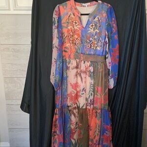 Elegant Floral Long Sleeve Maxi Dress
